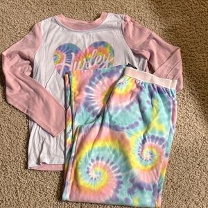 Hurley Kids Pastel Tie-Dye Pajama Set - Pink and Multicolor